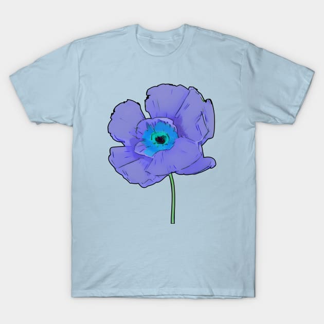 Digital Colored Poppy Flower Sketch (MD23Mrl003c) T-Shirt by Maikell Designs